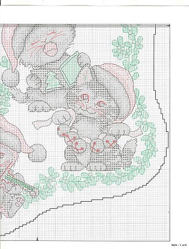 Schema punto croce Calza Gattini Canterini 1g