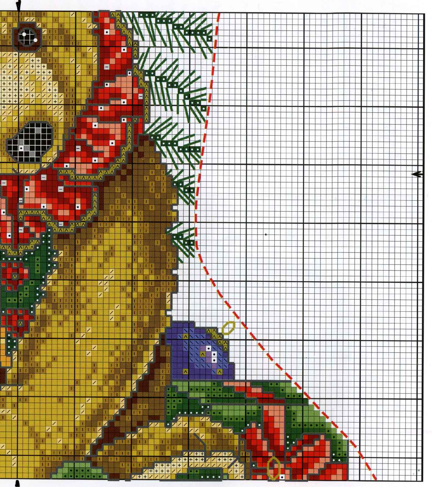 Schema punto croce Calza Orso 1d