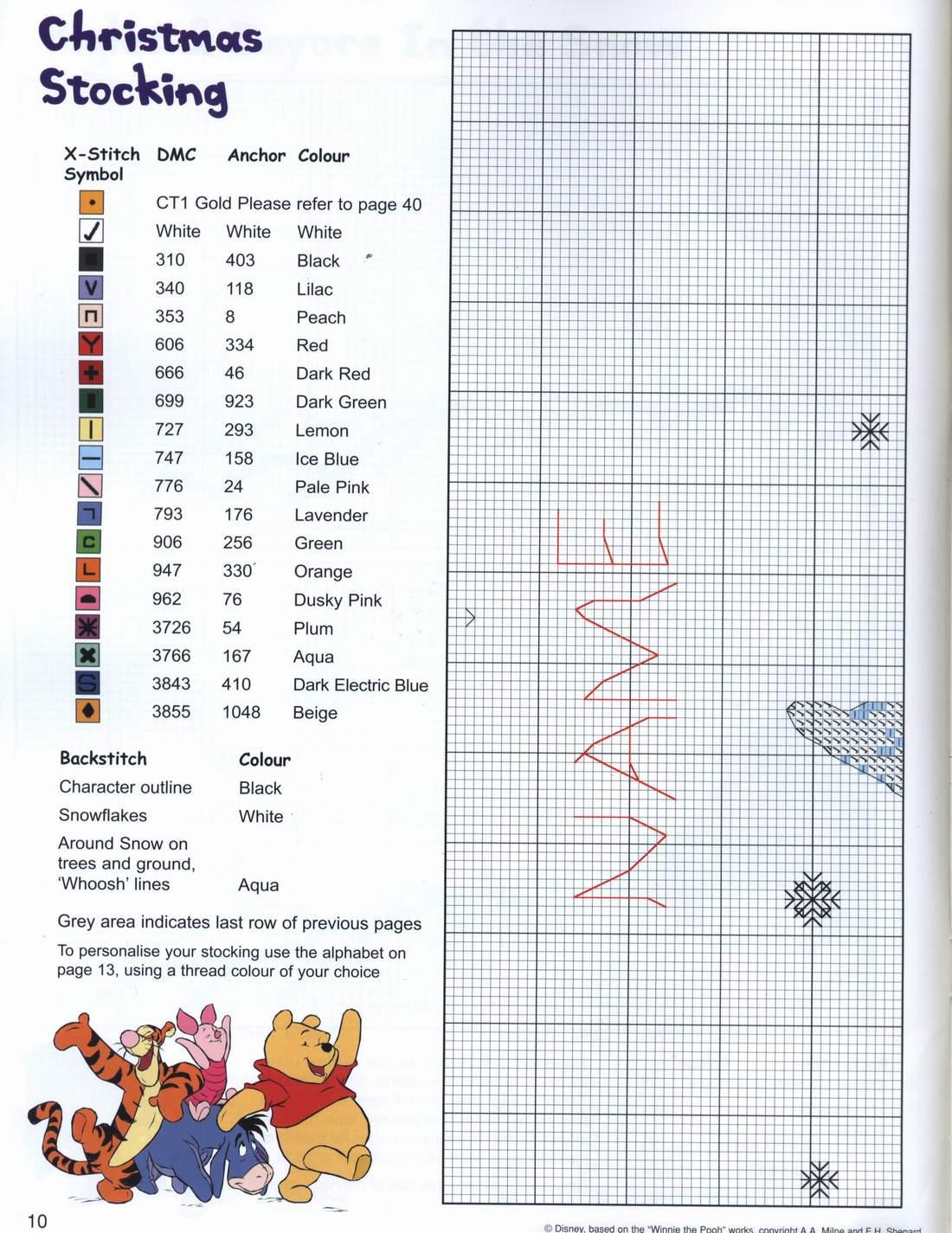 Schema punto croce Calza Pooh 1b