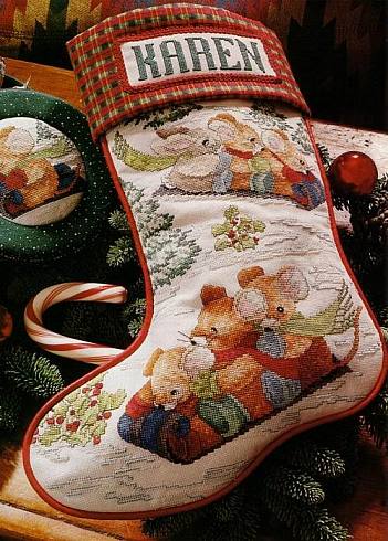 Schema punto croce Calza Topini 3a