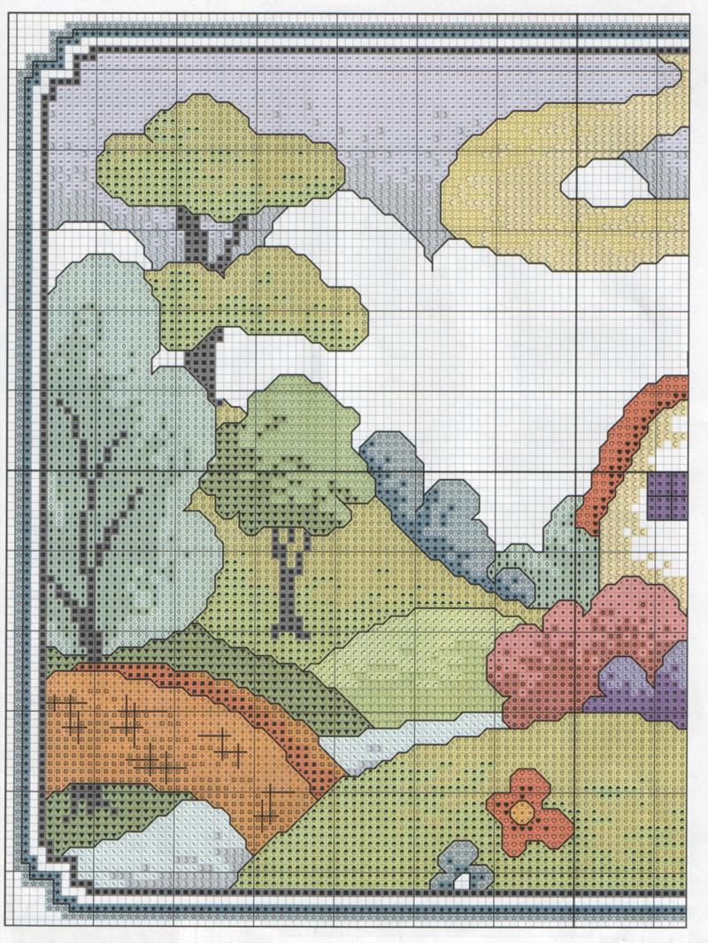 Schema punto croce Casita Colores 01