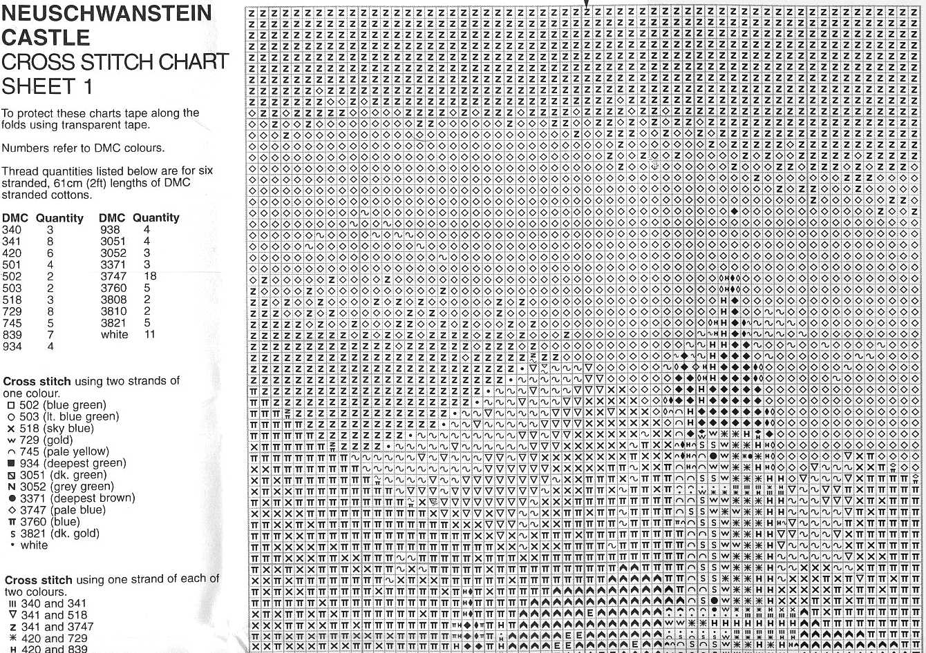 Schema punto croce Castello Neuschwanstein 08