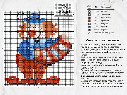 Schema punto croce Pagliaccio Con Fisarmonica