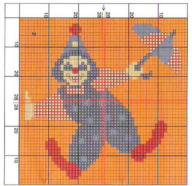 Schema punto croce Pagliaccio Con Ombrello