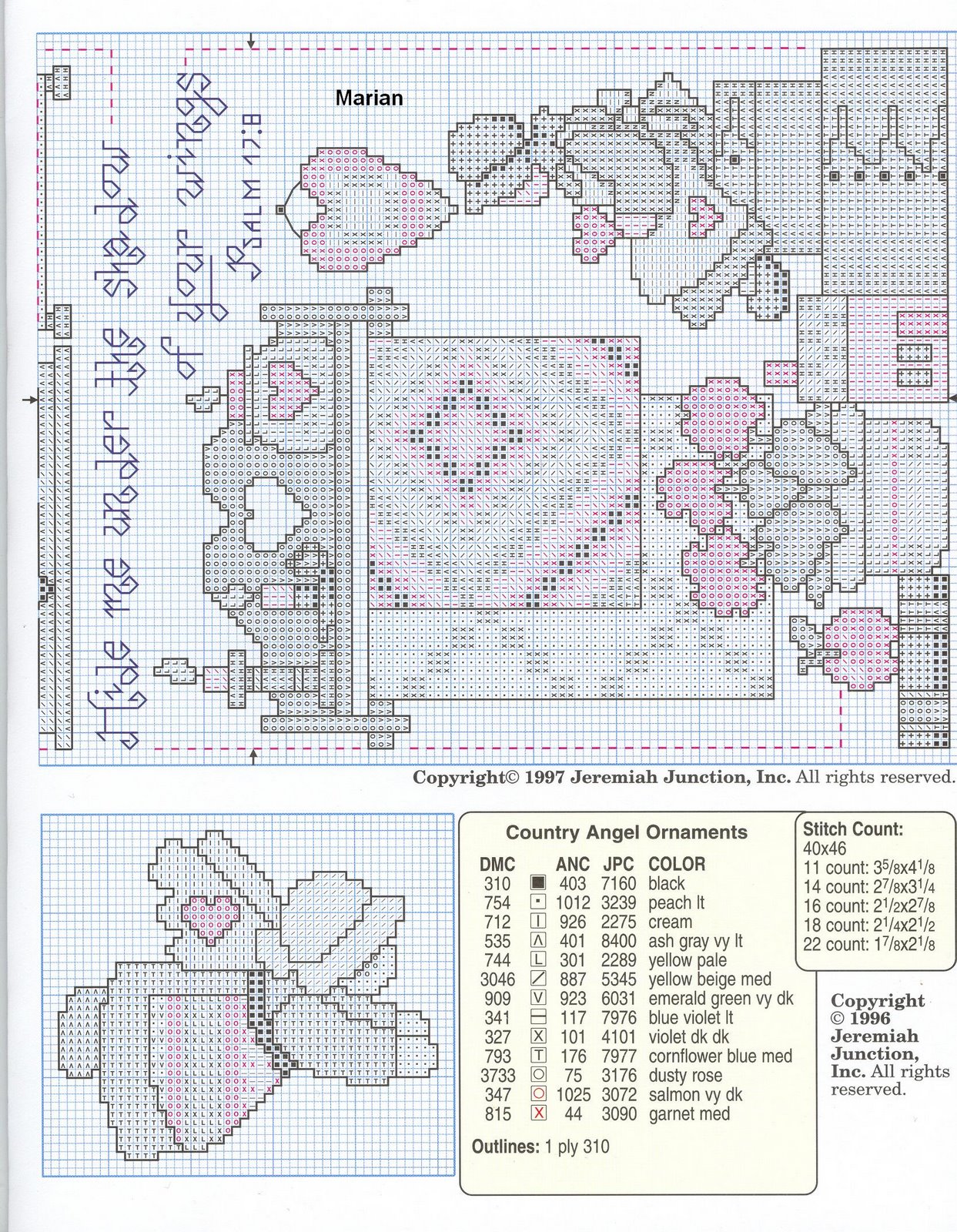 Schema punto croce Amish Angels 04