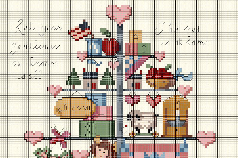 Schema punto croce Arbre A Cadeaux 01