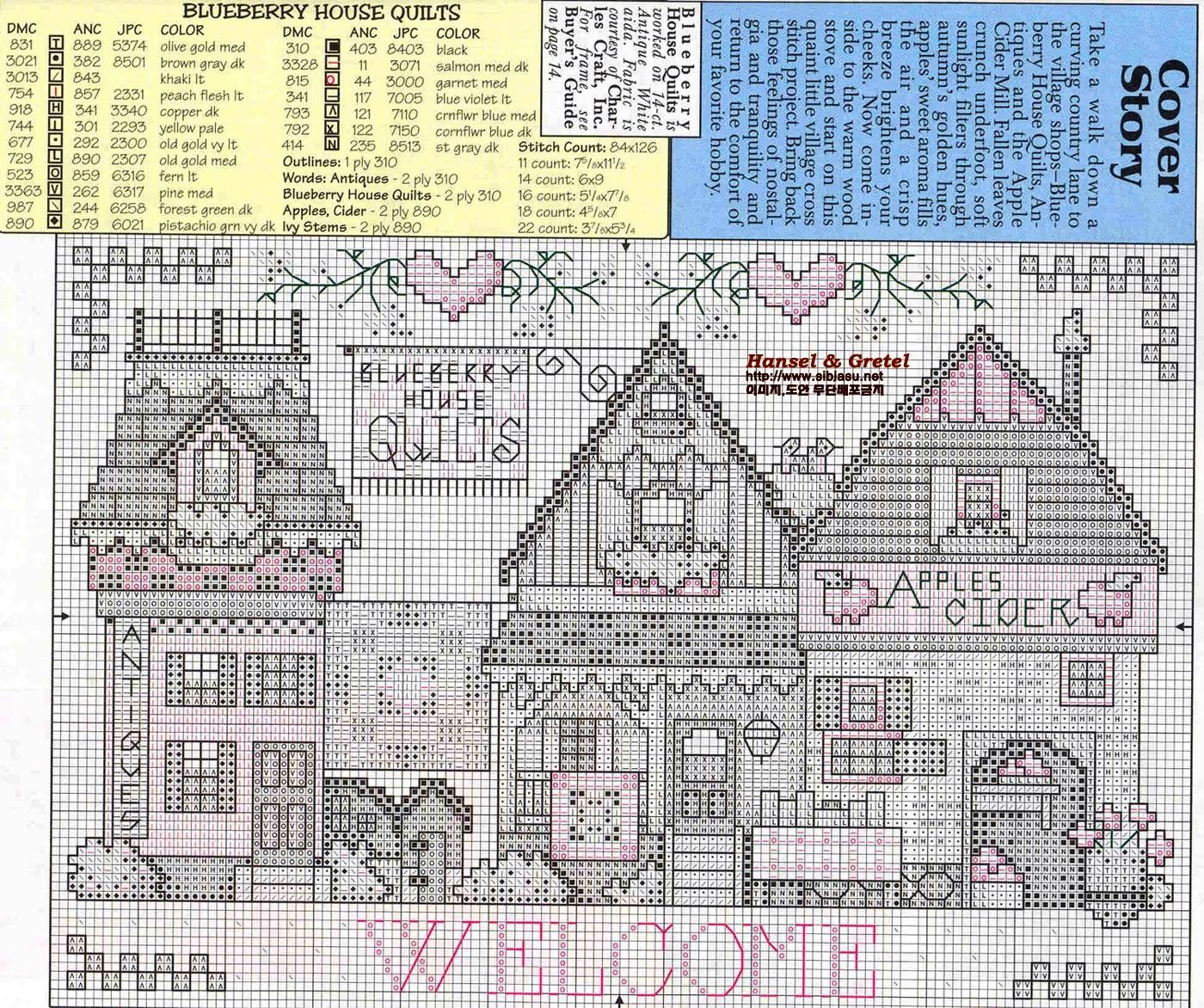 Schema punto croce Blueberry House Quilts 02