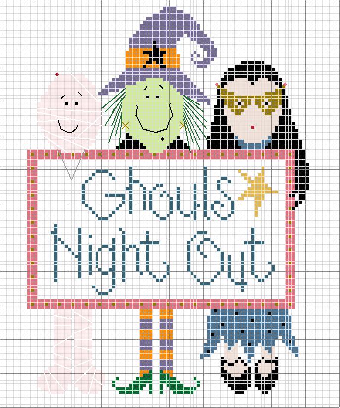 Schema punto croce Ghouls Night Out