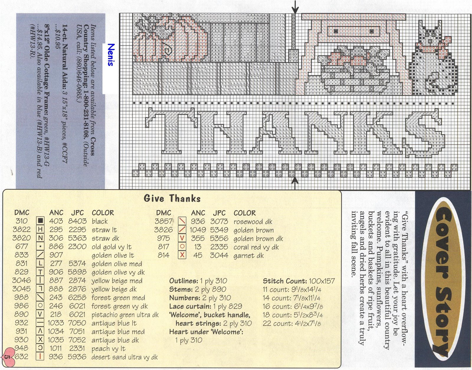 Schema punto croce Give Thanks 03