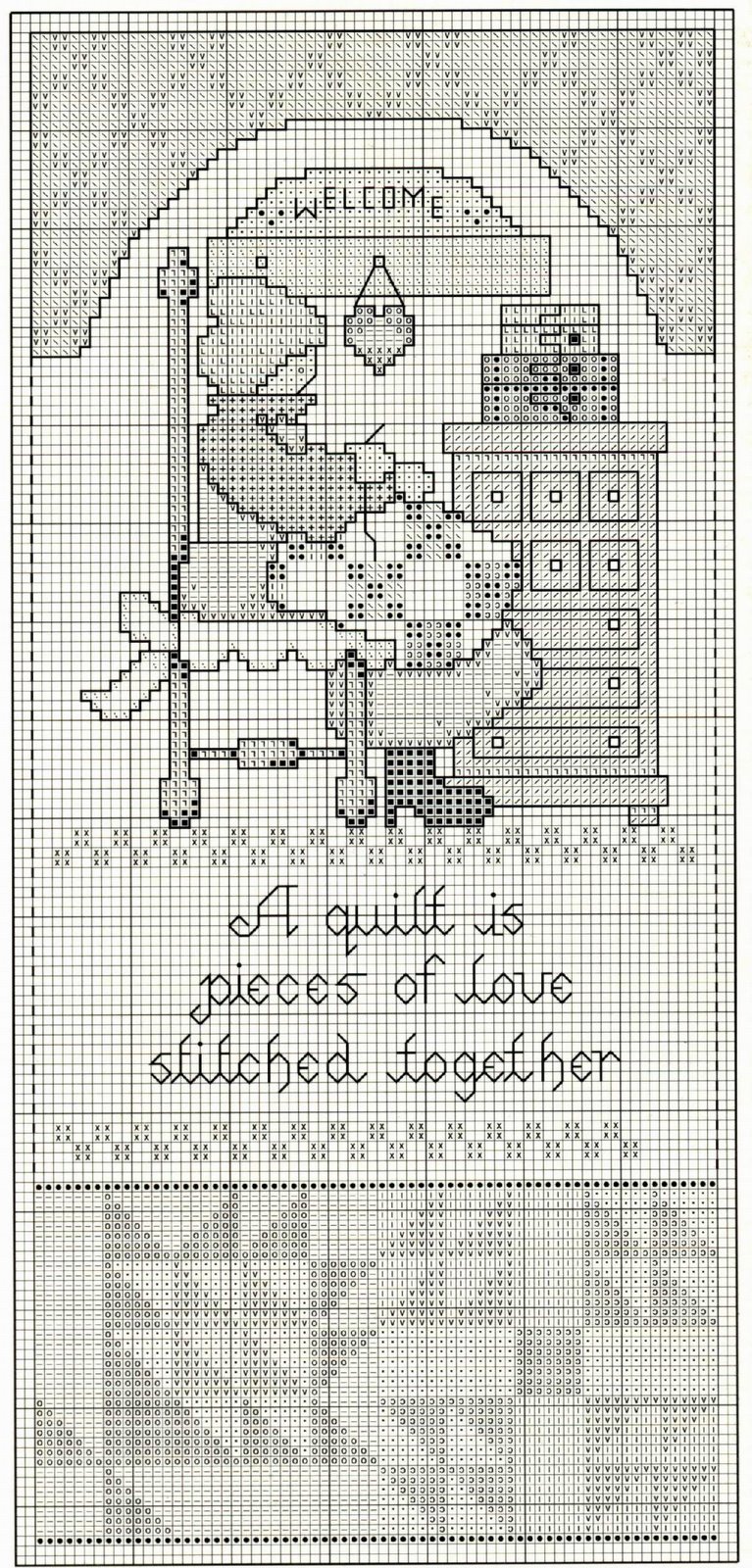 Schema punto croce Love Quilts 04