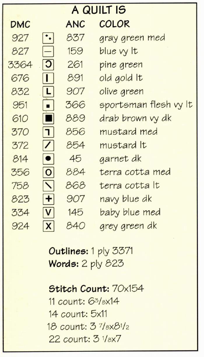 Schema punto croce Love Quilts 06