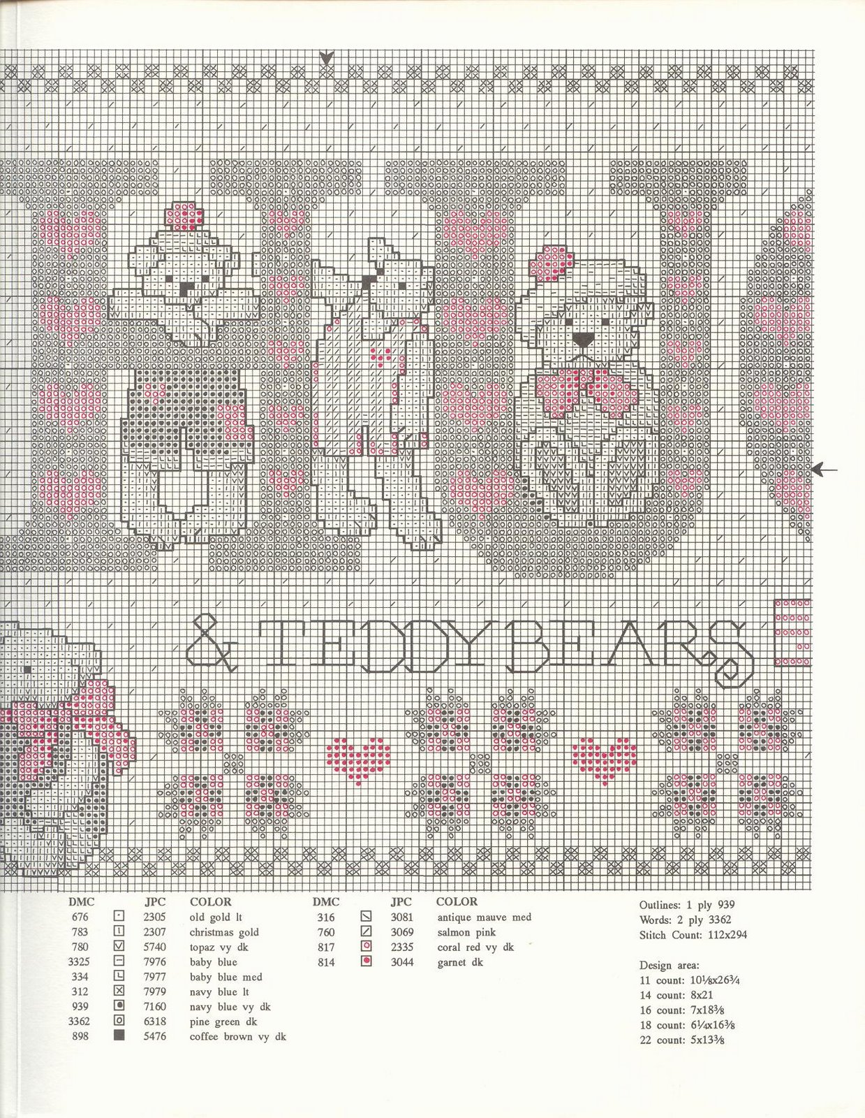 Schema punto croce Love Teddybears 04