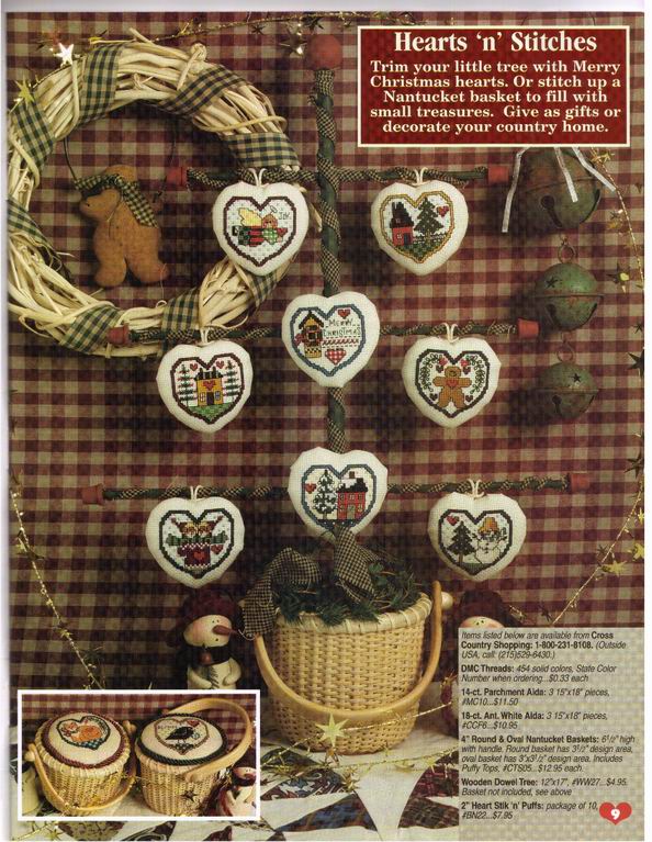 Schema punto croce Mini Corazones Country 01