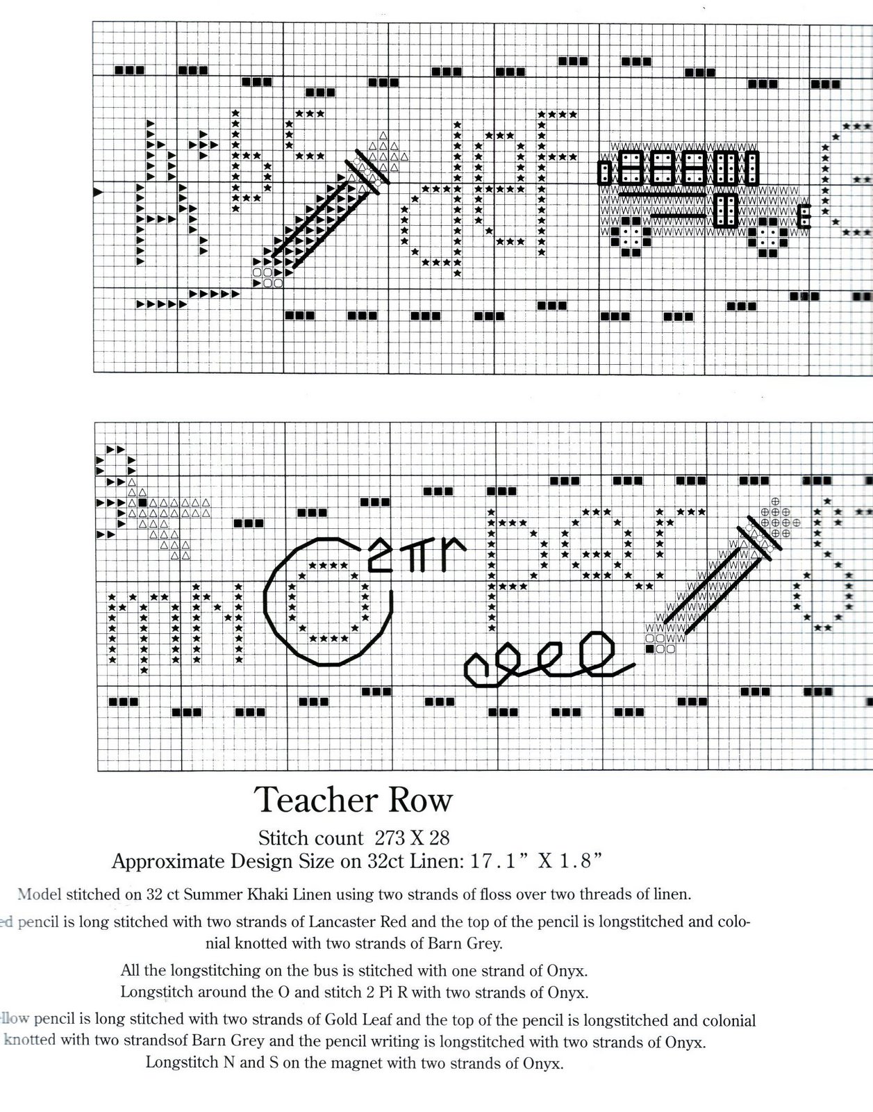 Schema punto croce Teacher Row 02