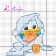 Schema punto croce Paperino in accappatoio