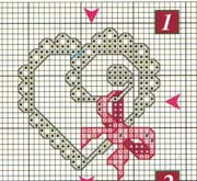 Schema punto croce cuore pizzo