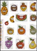 Schema punto croce frutta simpatica