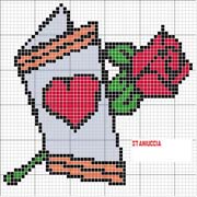 Schema punto croce lettera rosa