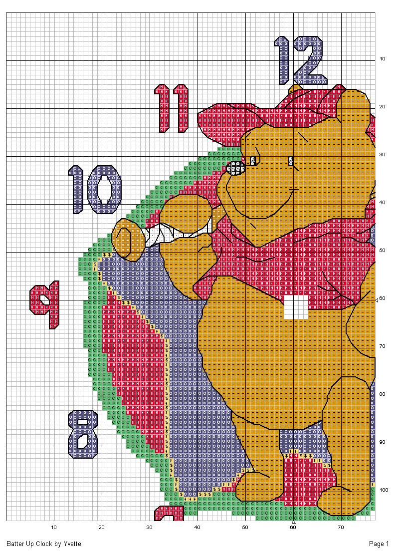 Schema punto croce Winnie orologio1