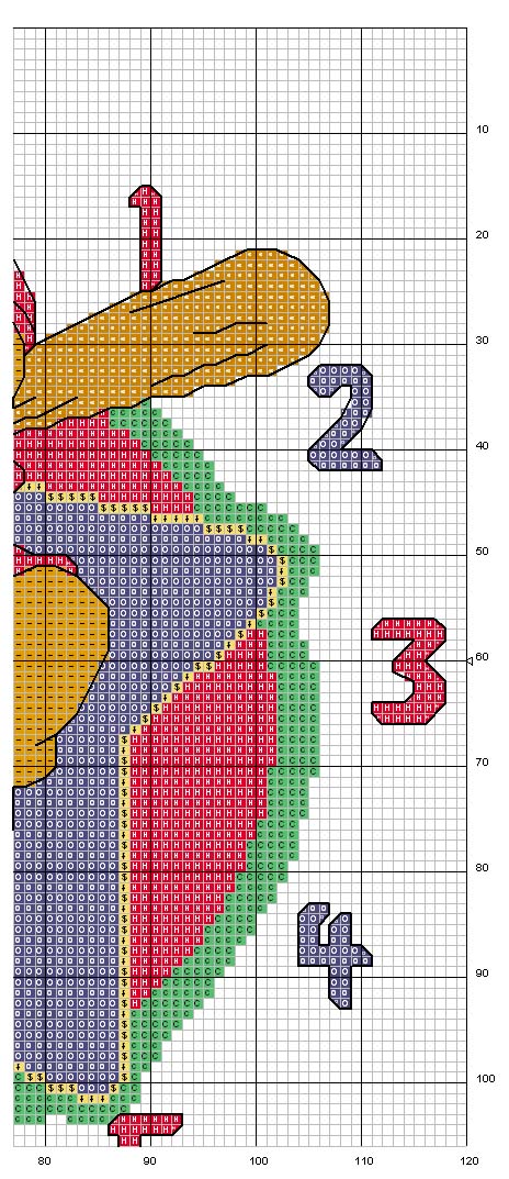 Schema punto croce Winnie orologio2