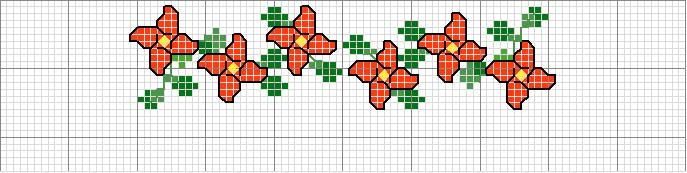 Schema punto croce Bordo fiori2