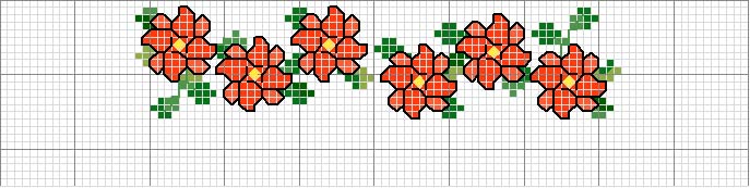 Schema punto croce Bordo fiori3