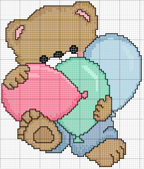 Schema punto croce Bear palloncini