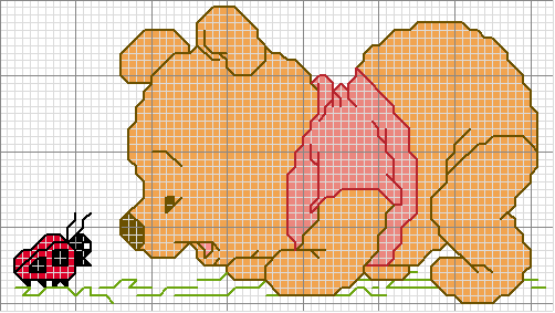 Schema punto croce Pooh coccinella