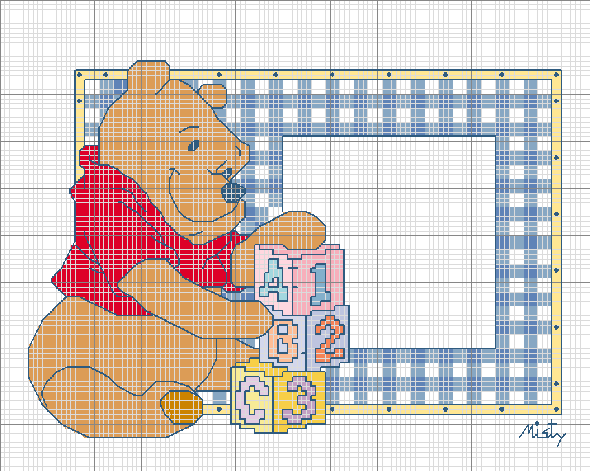 Schema punto croce Pooh cubi