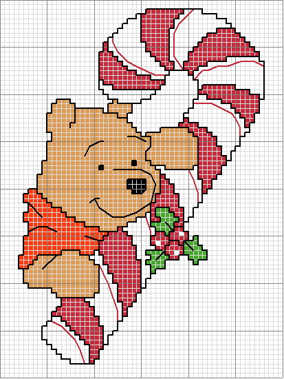 Schema punto croce Pooh natale