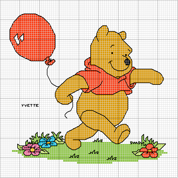 Schema punto croce Pooh palloncino