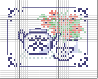 Schema punto croce Teiera tazza