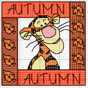 Schema punto croce Tiger autumn
