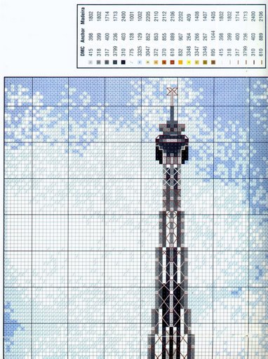 Schema punto croce Torre eifel2