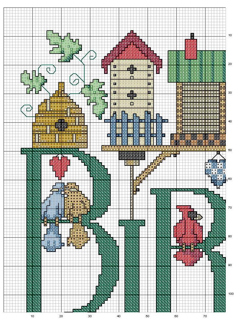 Schema punto croce Alfabeto bird 1