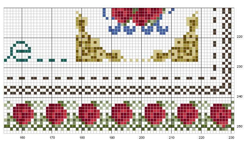 Schema punto croce Alfabeto rose8