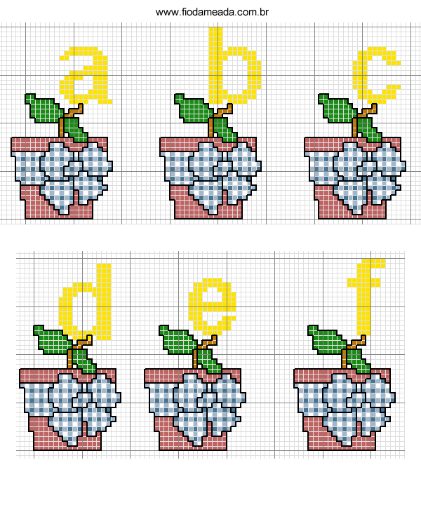 Schema punto croce Alfabeto vaso 1