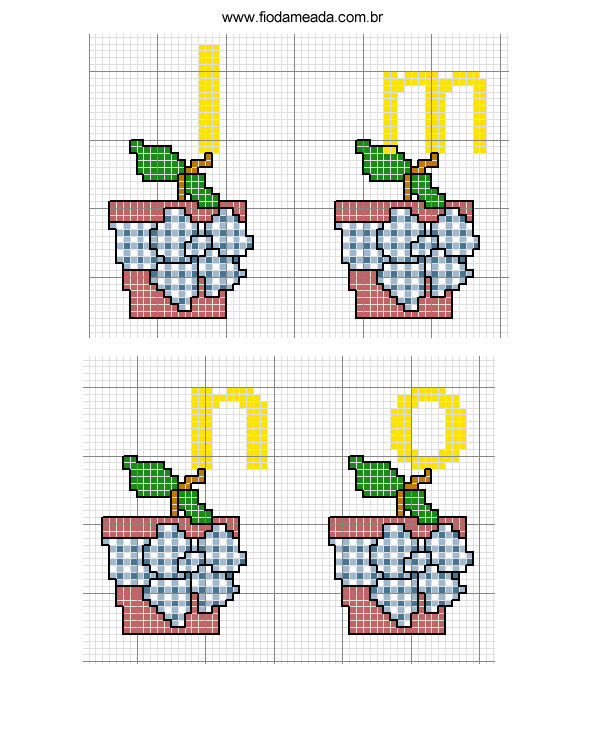 Schema punto croce Alfabeto vaso 3