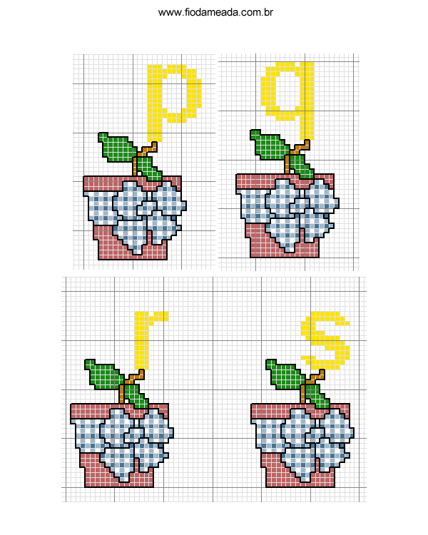 Schema punto croce Alfabeto vaso 4