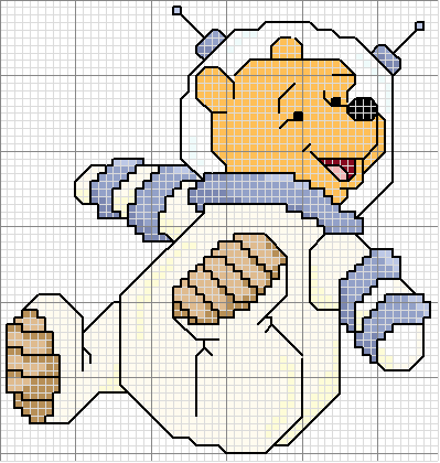 Schema punto croce Pooh astronauta