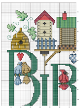 Schema punto croce alfabeto bird 1