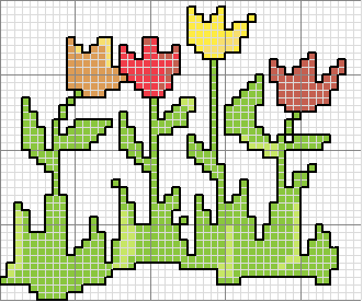 Schema punto croce Tulipani 2