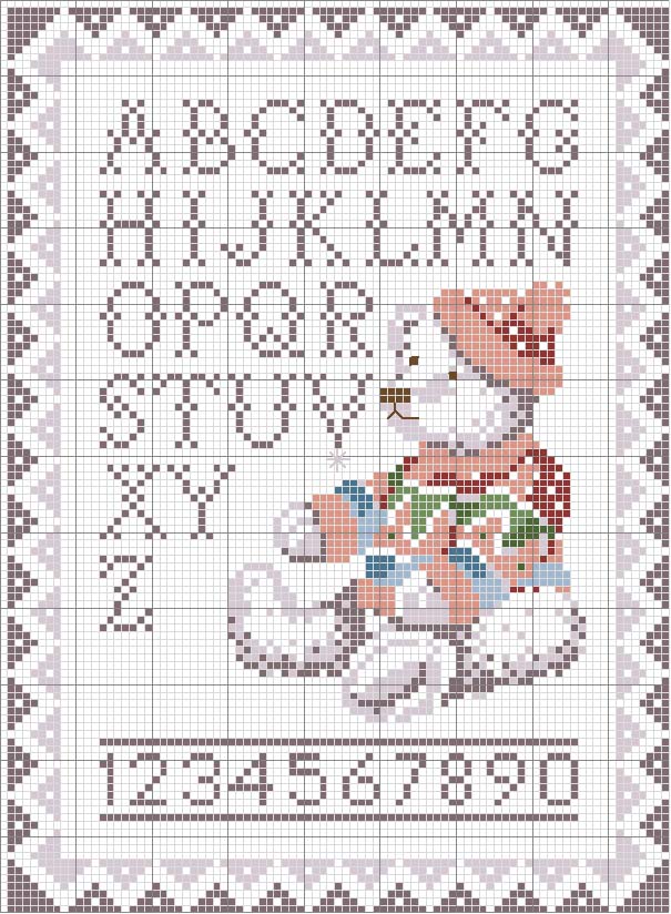 Schema punto croce Alfabeto orso