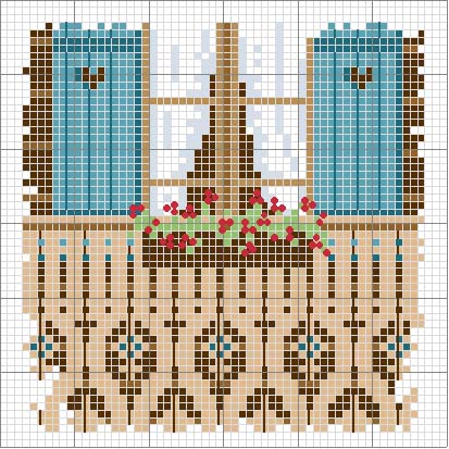 Schema punto croce Balcone romantico