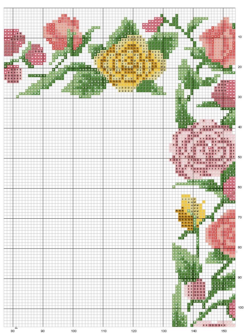 Schema punto croce Cornice fiori 3