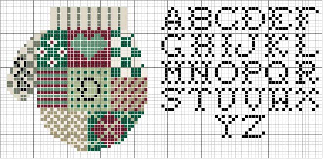 Schema punto croce Guanto alfabeto