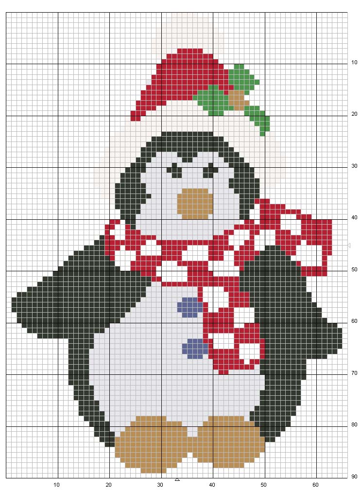 Schema punto croce Pinguino natalizio