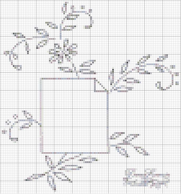 Schema punto croce Quadretto foglie
