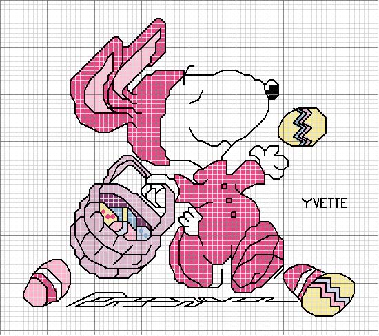 Schema punto croce Snoopy pasqua