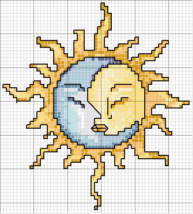 Schema punto croce Sole luna